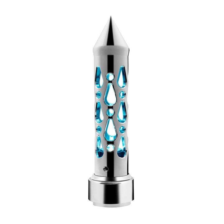 Brooklyn Style Spike Gearshift Knob With LED 9/10 Speed Adapter - Chrome/Blue LED