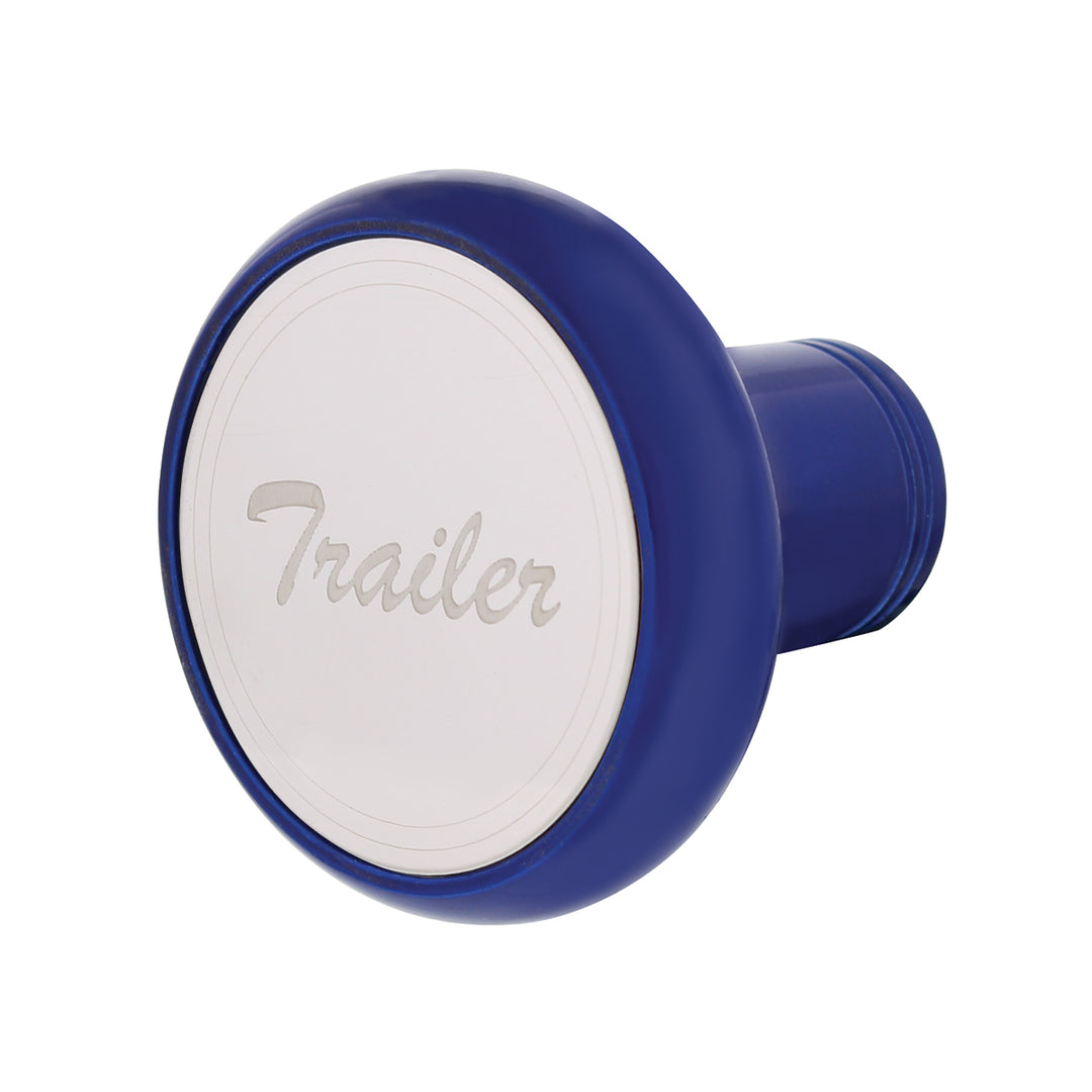 Deluxe Aluminum Screw-On Air Valve Knob With Stainless Trailer Plaque - Indigo Blue