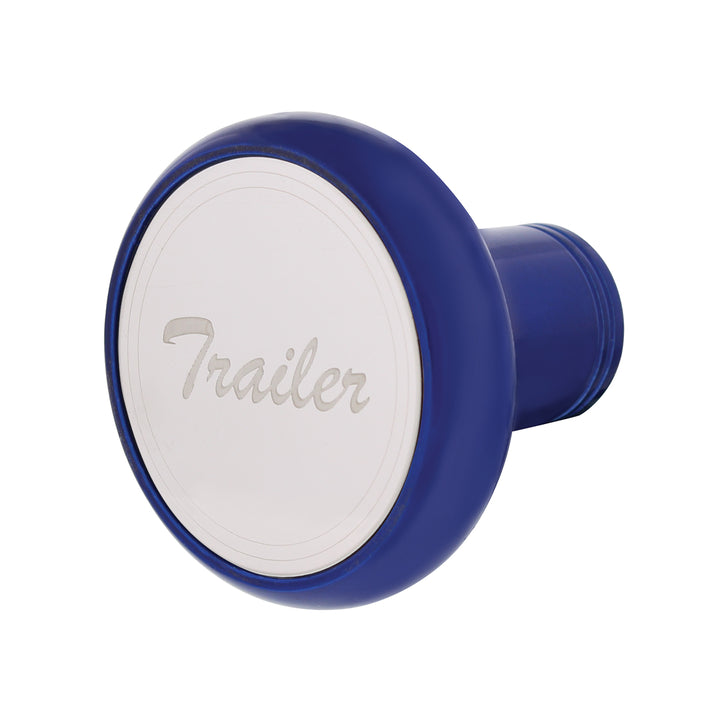 Deluxe Aluminum Screw-On Air Valve Knob With Stainless Trailer Plaque - Indigo Blue