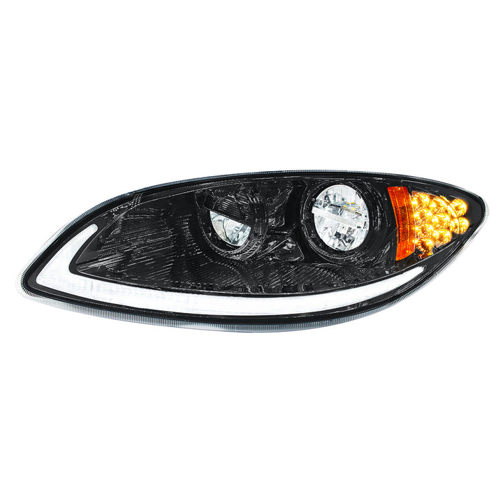 Blackout LED Headlight With LED Light Bar &amp; Turn Signal For 2006-2017 International Prostar - Driver