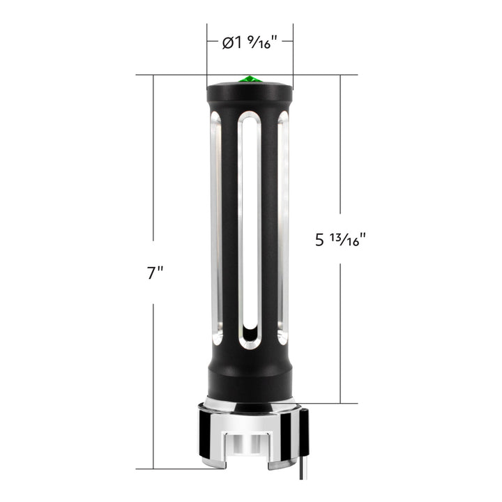 Thread-On Matte Black Sonoma Style Gearshift Knob With LED 13/15/18 Speed Adapter - Dark Green Crystal/Green LED