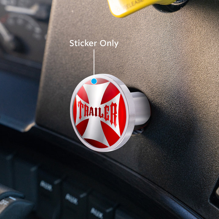 "Trailer" Maltese Cross Air Valve Knob Candy Color Sticker Only - Candy Red