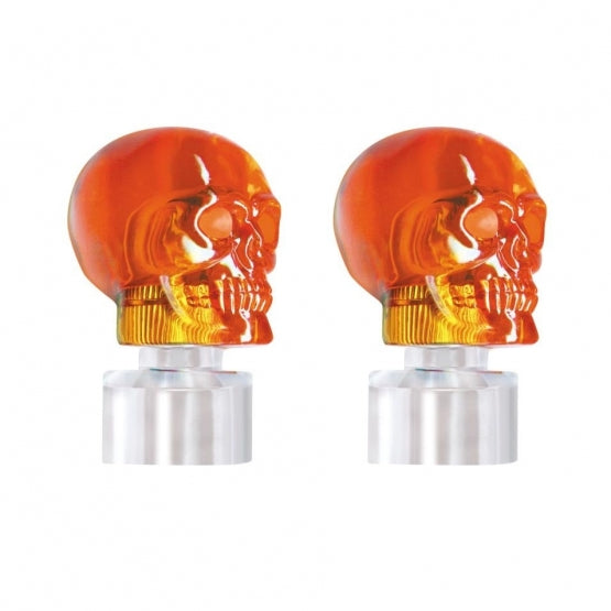 Stainless Bumper Guide Kit With Skull Lens Top - Amber Lens (Pair)