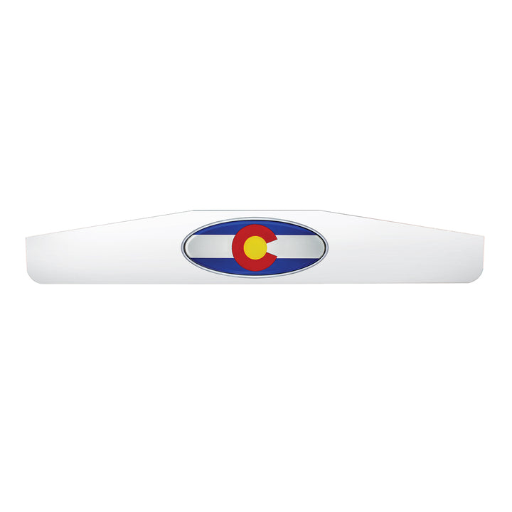 4" x 24" Chrome Bottom Mud Flap Weight With Oval Colorado Flag Emblem