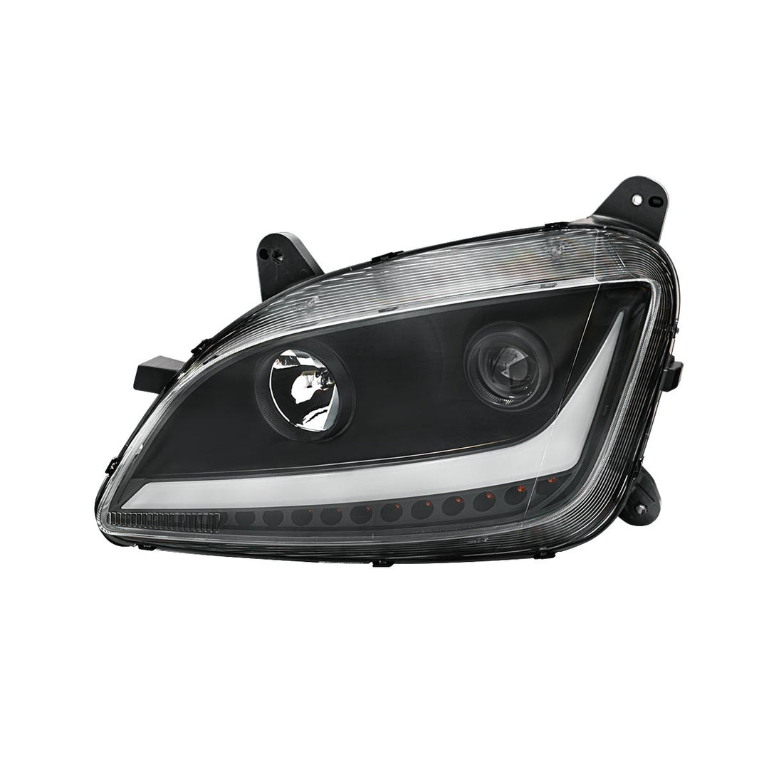Black Projection Headlight With LED Position &amp; Sequential Signal For 2012-2021 Peterbilt 579 - Driver