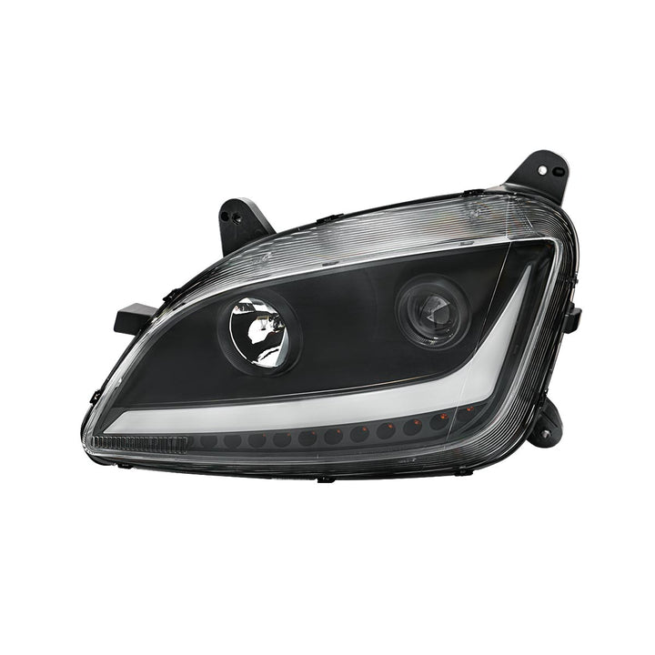 Black Projection Headlight With LED Position &amp; Sequential Signal For 2012-2021 Peterbilt 579 - Driver