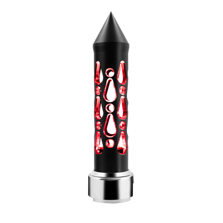 Thread-On Brooklyn Style Spike Gearshift Knob With LED 13/15/18 Speed Adapter - Matte Black/Red LED