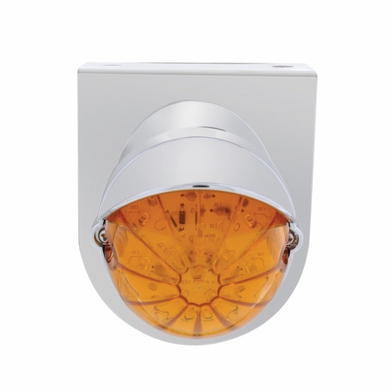 Stainless Light Bracket With 19 LED Bullet Style Grakon 1000 Light &amp; Visor - Amber LED/Amber Lens