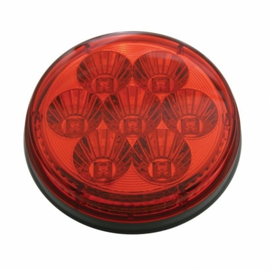 Stainless Top Mud Flap Plate With 3 x 7 LED 4" Reflector Lights &amp; Grommets - Red LED/Red Lens (Each)