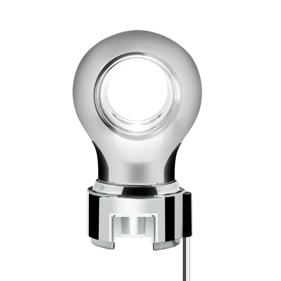 Thread-On Chrome Charlotte Style Gearshift Knob With LED 13/15/18 Speed Adapter - White LED