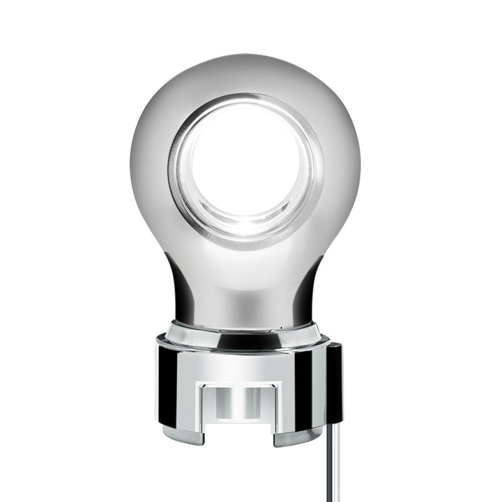 Thread-On Chrome Charlotte Style Gearshift Knob With LED 13/15/18 Speed Adapter - White LED