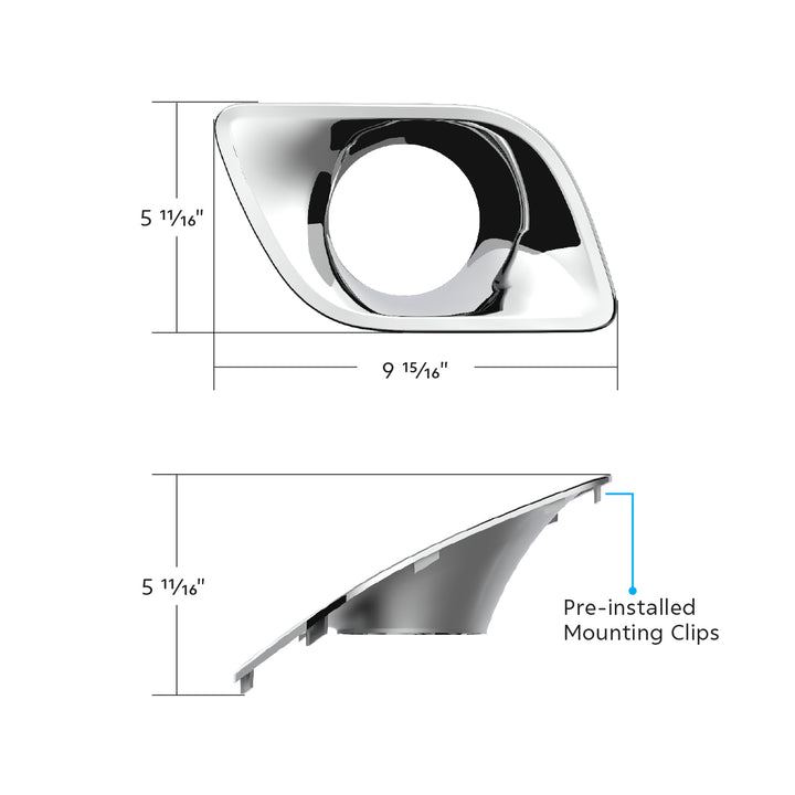 Chrome Plastic Fog Light Bezel For 2013-2021 Kenworth T680 - Passenger