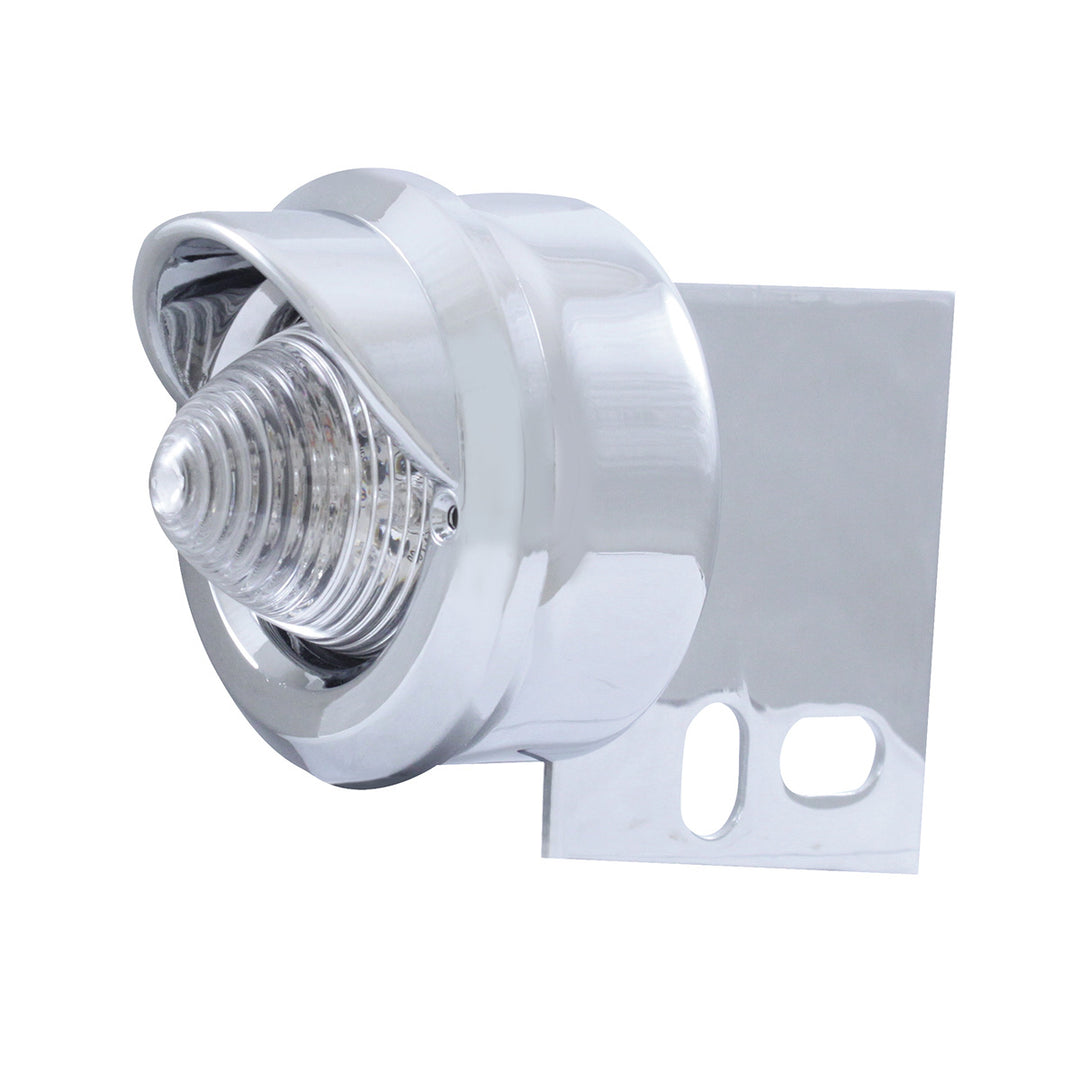 9 LED Beehive Mud Flap Hanger End Light With Visor - Amber LED/Clear Lens