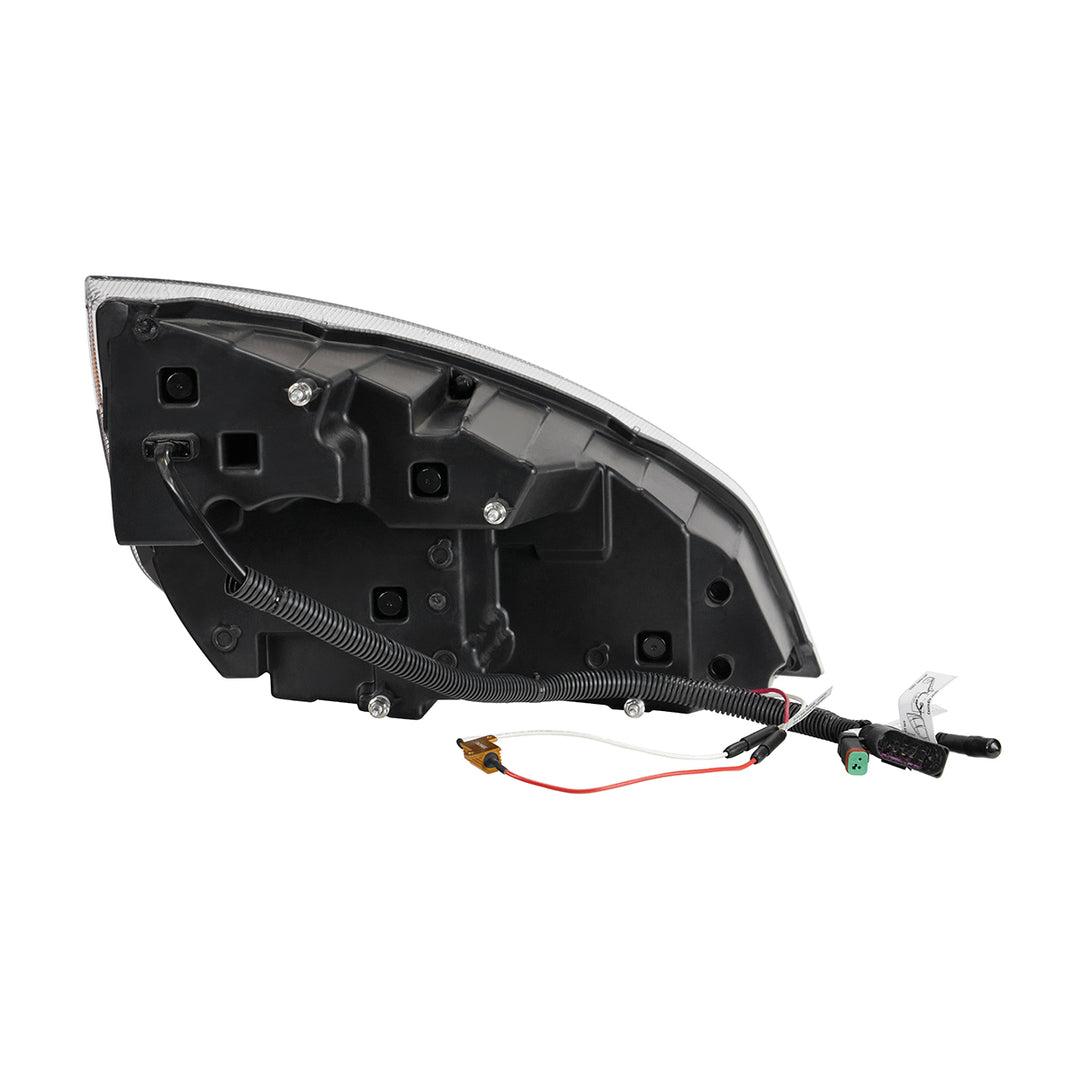 Chrome Quad - LED Headlight With LED DRL &amp; Seq. Signal For 2018-2024 Freightliner Cascadia - Driver