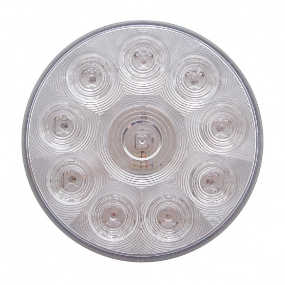 10 LED 4" Round Light (Stop, Turn &amp; Tail) - Red LED/Clear Lens (Bulk)