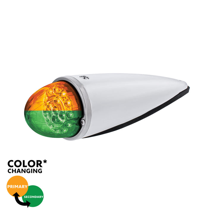 17 LED Watermelon Double Fury Light Torpedo Cab Light - Amber &amp; Green LED/Clear Lens