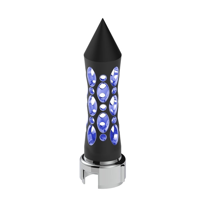 Thread-On Daytona Style Spike Gearshift Knob With LED 13/15/18 Speed Adapter - Black/Blue LED