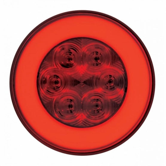 3-3/4" Bolt Pattern Stainless Steel Spring Loaded Bar With 6 x 21 LED 4" GloLight &amp; Visors - Red LED &amp; Lens (Pair)