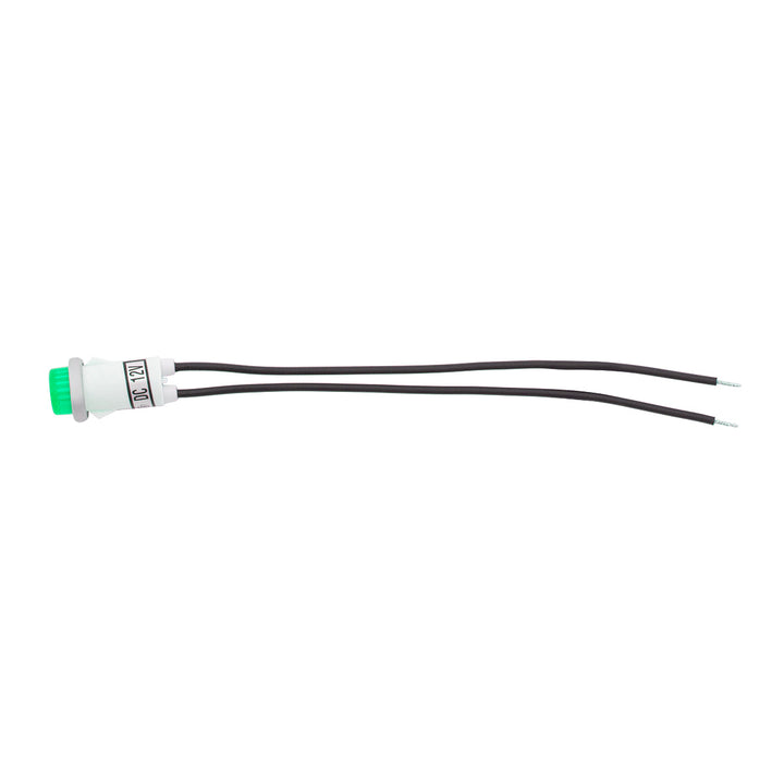 16 Amp 12V Green Warning Light w/ 1/2" Panel Mount and Leads, 1 Pc.