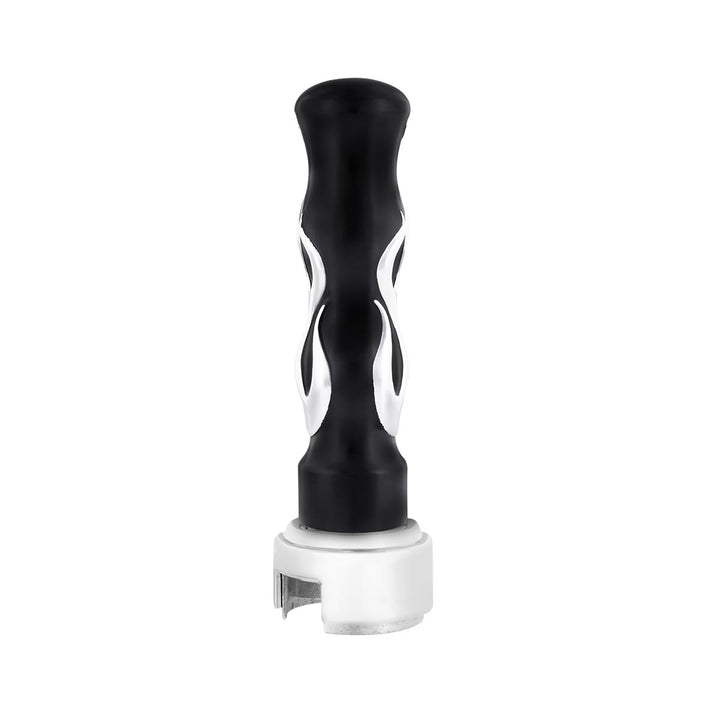 Thread-On Flame Gearshift Knob With Adapter For Eaton Fuller 13/15/18 Speed - Black With Chrome Flame