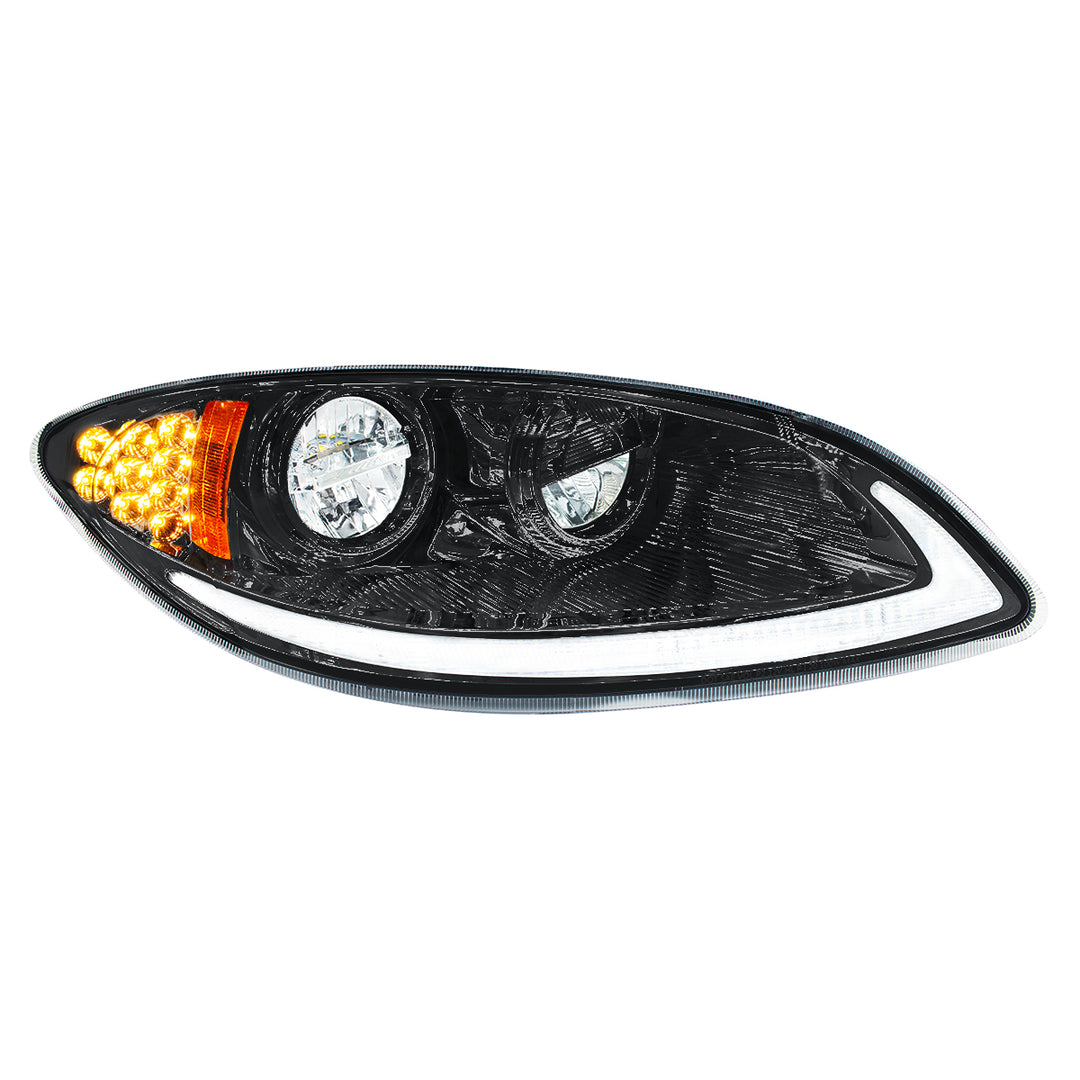 Blackout LED Headlight With LED Light Bar &amp; Turn Signal For 2006-2017 International Prostar - Passenger