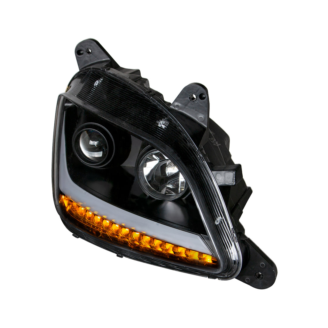 Black Projection Headlight With LED Position &amp; Signal For 2012-2021 Peterbilt 579 - Passenger