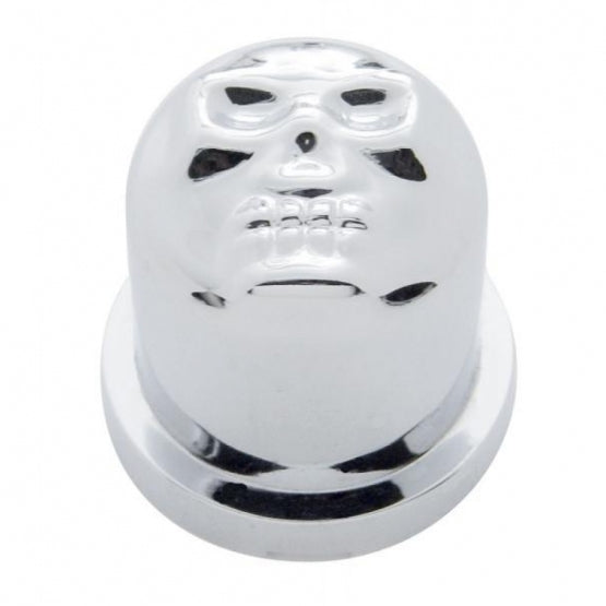 7/16" x 3/4" Chrome Plastic Skull Nut Cover, Push-On Style (10-Pack)