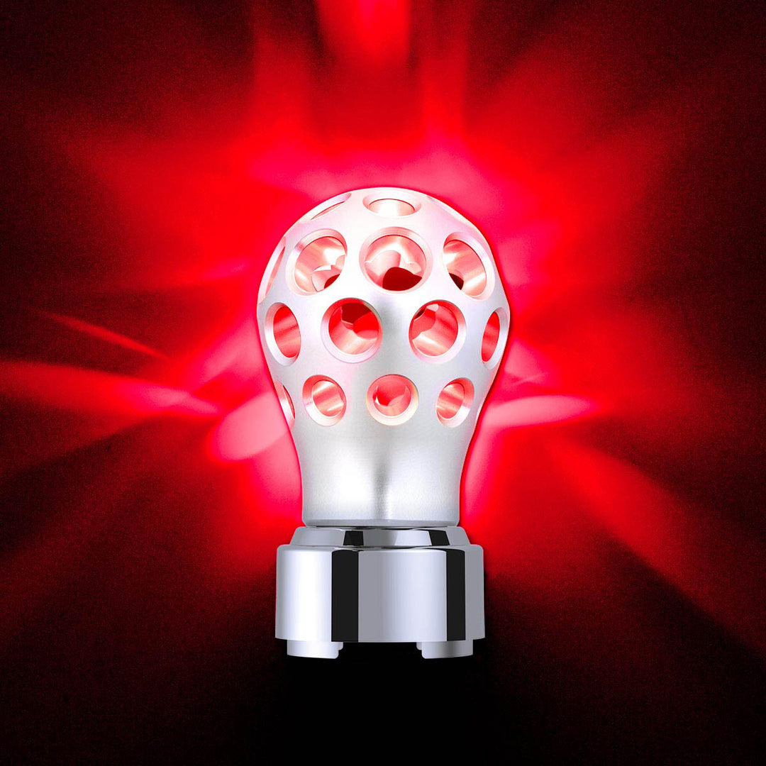 Thread-On Annodized Phoenix Style Ball Gearshift Knob With LED 9/10 Speed Adapter - Red LED