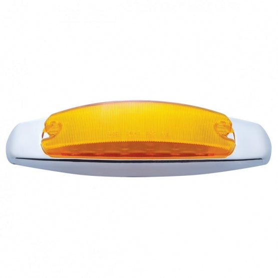 12 LED Rectangular Light (Clearance/Marker) With Chrome Bezel - Amber LED/Amber Lens