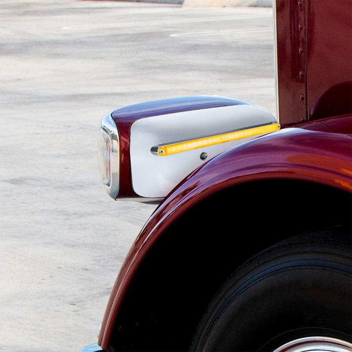 24 LED GloLight Rear Headlight Housing Cover For 2008-2023 Peterbilt 389 (Driver) - Amber LED/Lens