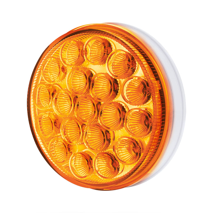 19 LED 4" Round Double Fury Light (Turn Signal) - Amber &amp; Green LED/Clear Lens