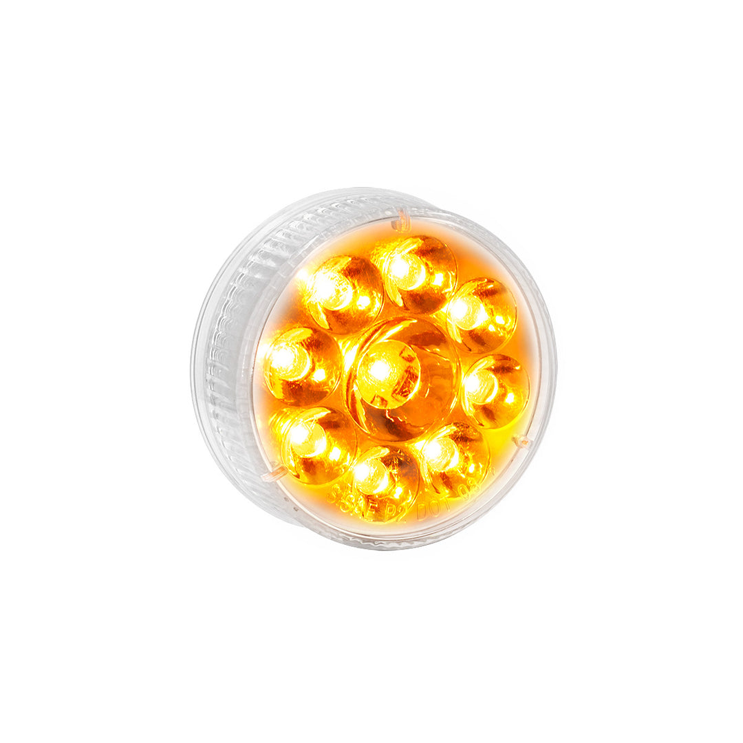 9 LED 2-1/2" Round Pure Reflector Light (Clearance/Marker) - Amber LED/Clear Lens