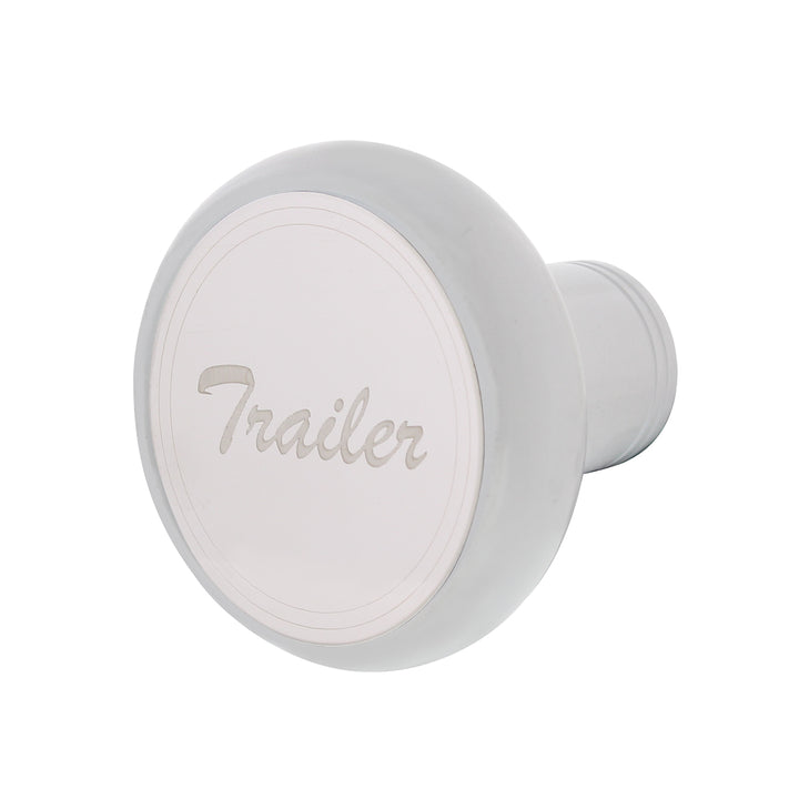 Deluxe Aluminum Screw-On Air Valve Knob With Stainless "Trailer" Plaque - Pearl White