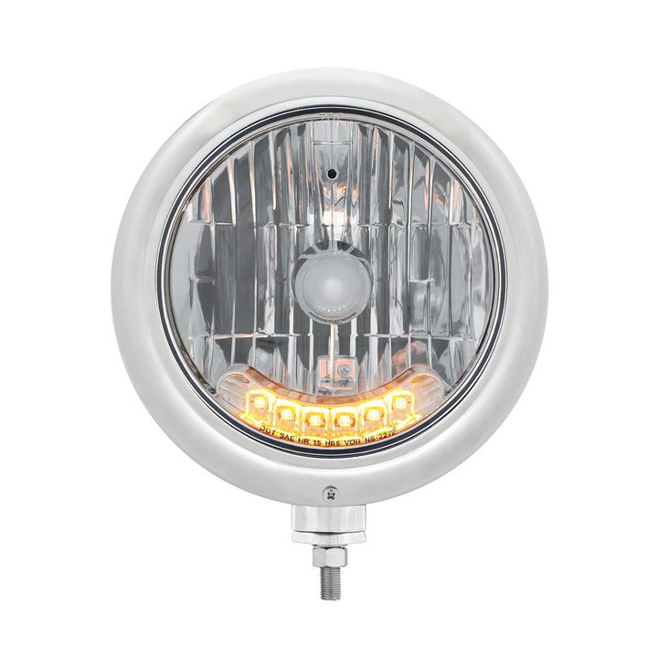 Stainless Steel Classic Headlight H4 Bulb With 6 Amber LED