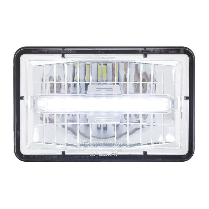 ULTRALIT - 4" x 6" Rectangular LED Headlight With White LED Position Light - High Beam