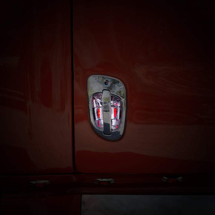 6 Red LED Chrome Door Handle Cover for Freightliner - Passenger