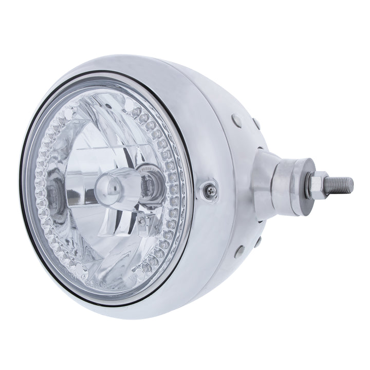Stainless Steel Guide 682-C Style Headlight Assembly W/Crystal Lens &amp; 34 LEDs Position Light - R/H (Horizontal Mount)