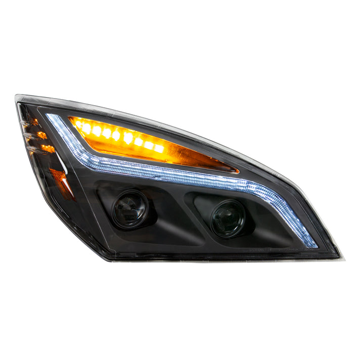 Black LED Projection Headlight With LED Position Light For 2018-2024 Freightliner Cascadia - Passenger