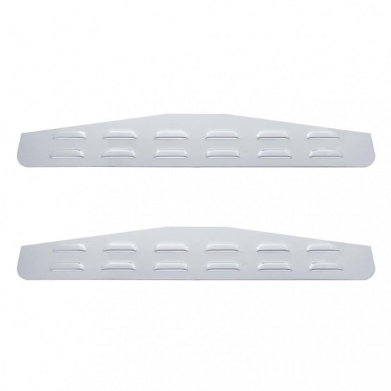 4" x 24" Chrome Louvered Bottom Mud Flap Plate - Welded Stud (Card of 2)