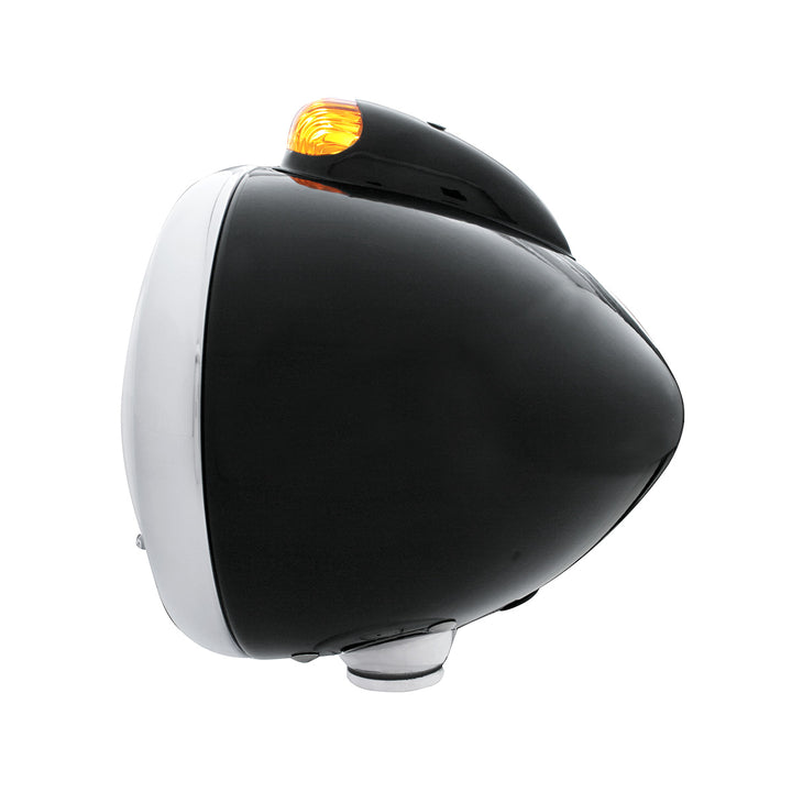 Black Guide 682-C Headlight H4 With 10 Amber LED &amp; Dual Mode LED Signal - Amber Lens