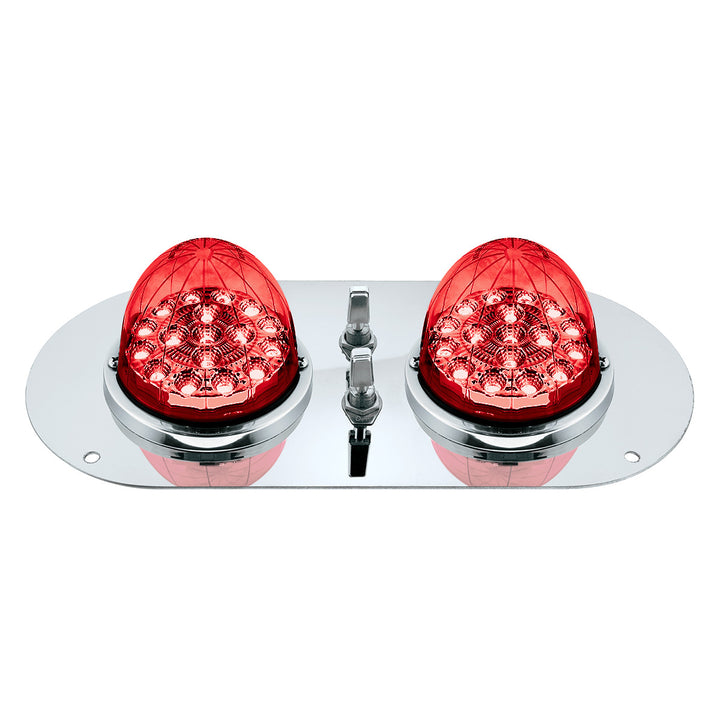 304 Stainless Steel Above Door Dome Light Kit With 2 x 17 LED Double Fury Watermelon For KW &amp; PB Trucks - Red &amp; Green LED