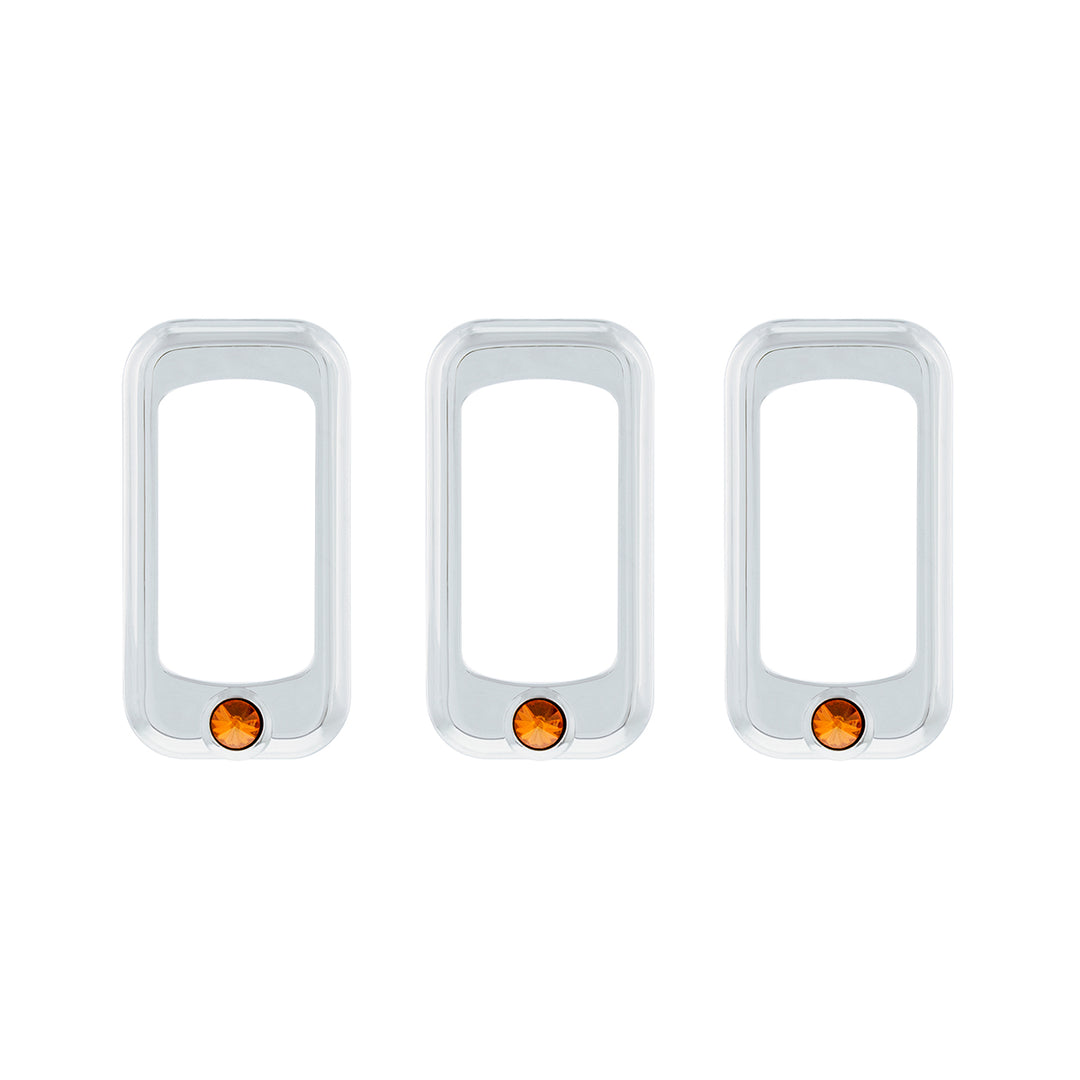 Rocker Switch Bezel For Peterbilt/ Kenworth With Copper Crystal (3-Pack)