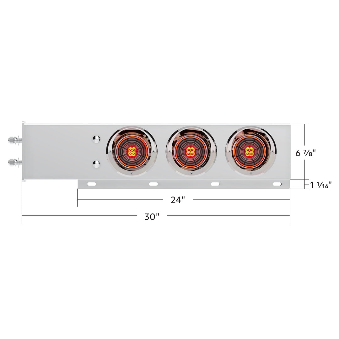 2-1/2" Bolt Pattern Stainless Steel Spring Loaded Bar With 6 x 4" 13 LED Abyss Lights &amp; Visors - Red LED/Clear Lens (Pair)