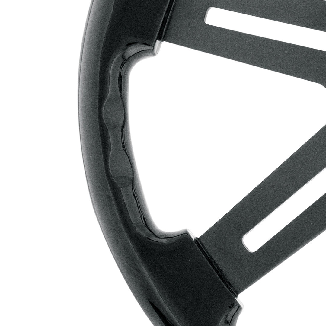 18" Matte Black 4 Spoke Steering Wheel With Horn Bezel &amp; Button - Gloss Black