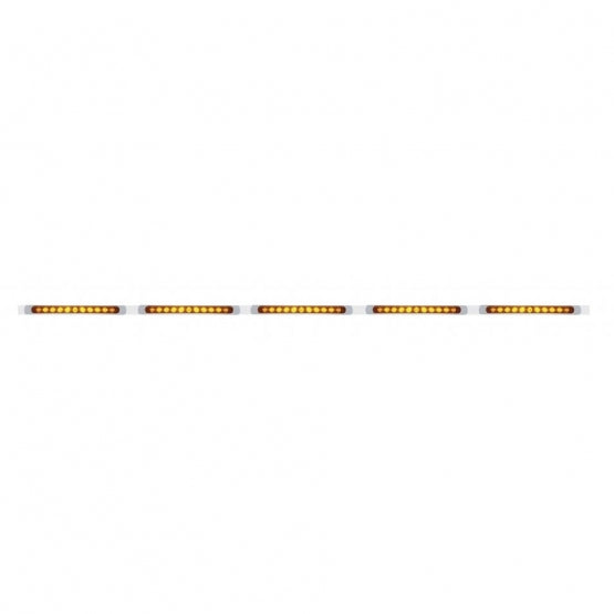 94" Stainless Light Bracket With 5 x 11 LED 17" Light Bars &amp; Bezels - Amber LED/Amber Lens