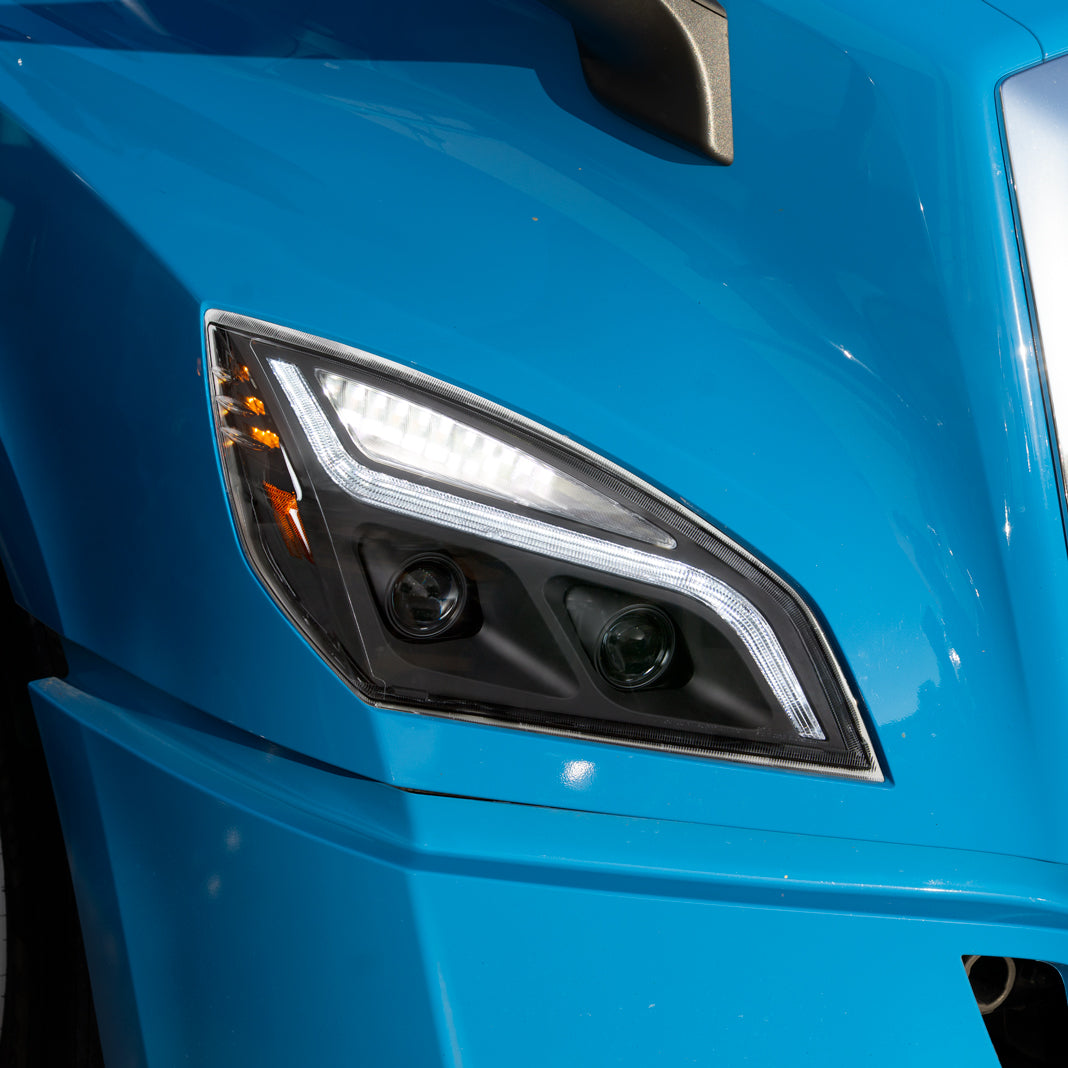 Black LED Projection Headlight With LED Position Light For 2018-2024 Freightliner Cascadia - Passenger