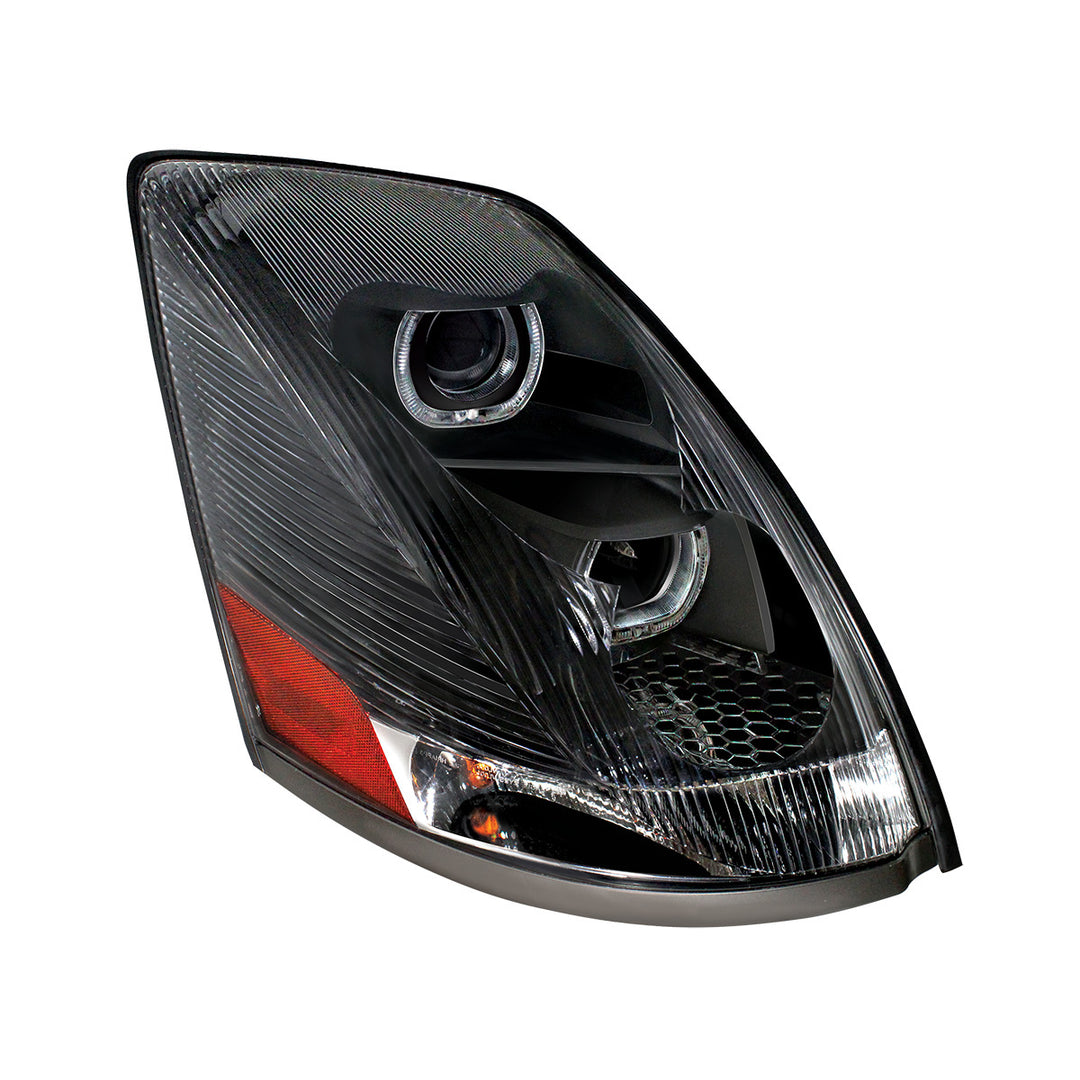 Blackout Projection Headlight With White LED Light Bar For 2003-2017 Volvo VN/VNL - Passenger