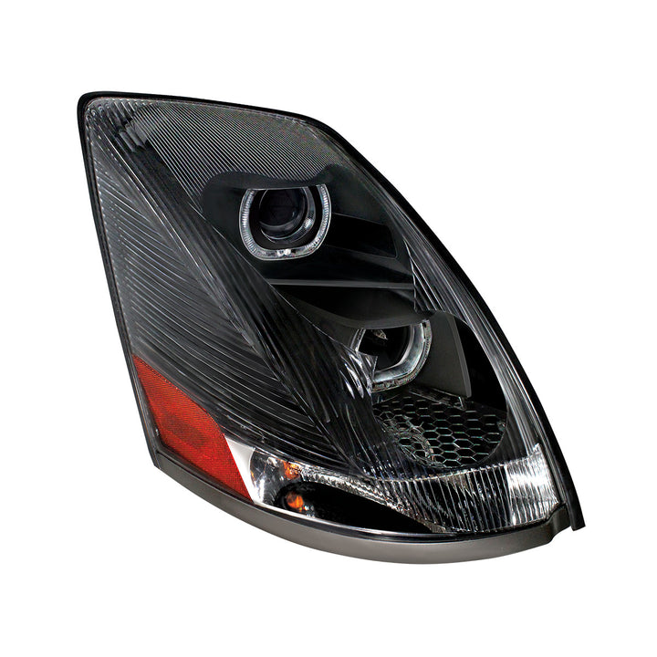 Blackout Projection Headlight With White LED Light Bar For 2003-2017 Volvo VN/VNL - Passenger
