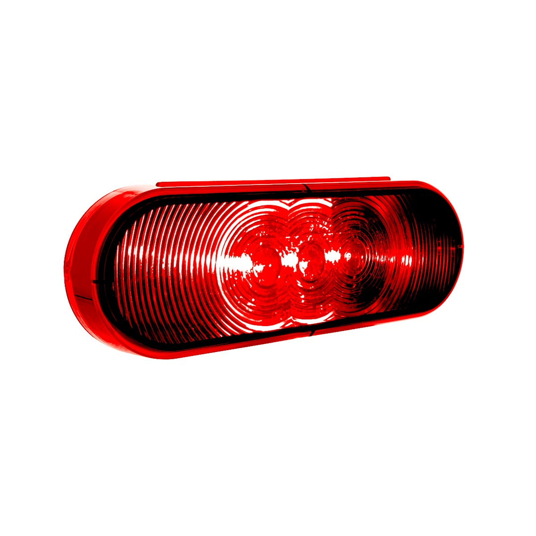 3 LED 6" Oval Light (Stop, Turn, &amp; Tail) - Red LED/Red Lens