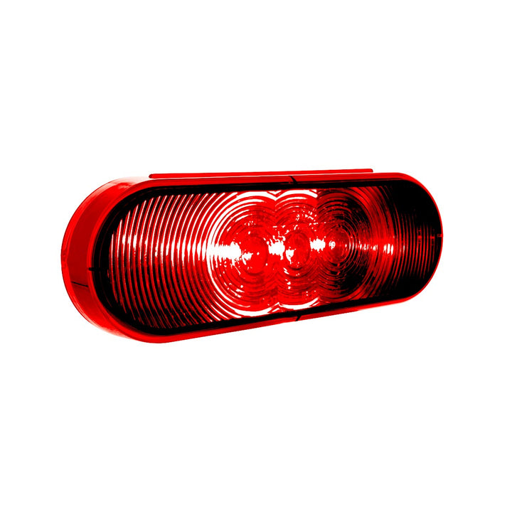 3 LED 6" Oval Light (Stop, Turn, &amp; Tail) - Red LED/Red Lens